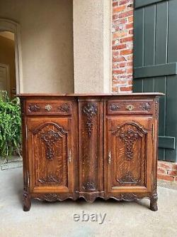 Antique French Sideboard Foyer Cabinet Louis XV Carved Tiger Oak 19th century