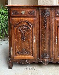 Antique French Sideboard Foyer Cabinet Louis XV Carved Tiger Oak 19th century