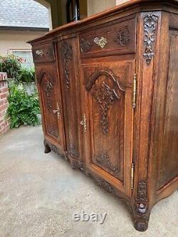 Antique French Sideboard Foyer Cabinet Louis XV Carved Tiger Oak 19th century