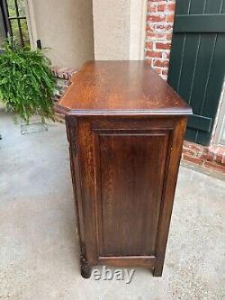 Antique French Sideboard Foyer Cabinet Louis XV Carved Tiger Oak 19th century