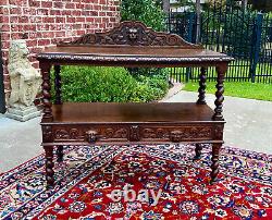 Antique French Sideboard Server Console Sofa Table Barley Twist Tiger Oak 19C