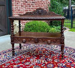 Antique French Sideboard Server Console Sofa Table Barley Twist Tiger Oak 19C