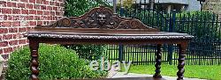 Antique French Sideboard Server Console Sofa Table Barley Twist Tiger Oak 19C