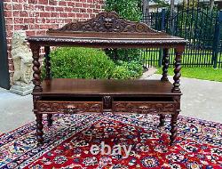 Antique French Sideboard Server Console Sofa Table Barley Twist Tiger Oak 19C