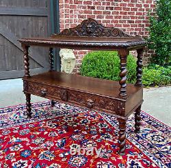 Antique French Sideboard Server Console Sofa Table Barley Twist Tiger Oak 19C