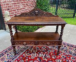 Antique French Sideboard Server Console Sofa Table Barley Twist Tiger Oak 19C