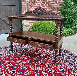 Antique French Sideboard Server Console Sofa Table Barley Twist Tiger Oak 19C