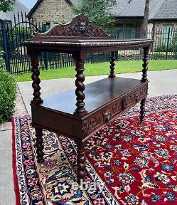 Antique French Sideboard Server Console Sofa Table Barley Twist Tiger Oak 19C