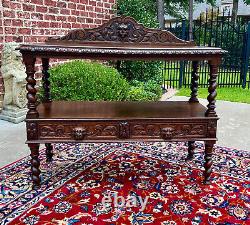 Antique French Sideboard Server Console Sofa Table Barley Twist Tiger Oak 19C