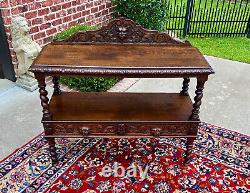 Antique French Sideboard Server Console Sofa Table Barley Twist Tiger Oak 19C