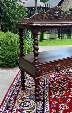 Antique French Sideboard Server Console Sofa Table Barley Twist Tiger Oak 19C