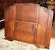 Antique French Tiger Oak Art Deco Full Or Queen Size Double Panel Bed With Rails