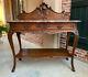 Antique French Tiger Oak Carved Sideboard Buffet Louis Xv Marble Cabinet Table