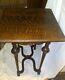 Antique French Tiger Oak Nob Legs Table Entry Table Mid Century Vintage