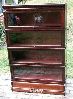 Antique GLOBE WERNICKE Quartersawn Tiger Red Oak 4 Stack Barrister Bookcase