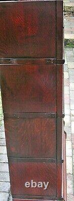 Antique GLOBE WERNICKE Quartersawn Tiger Red Oak 4 Stack Barrister Bookcase