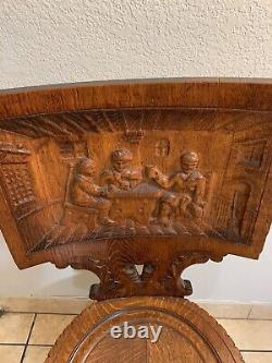 Antique German Carved Tiger Oak Chair Middle Century Museum Piece