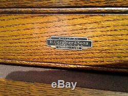 Antique Gerstner Tiger Oak Machinist Tool Box Chest w Key 11 Drawers Model 052