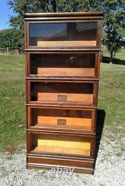 Antique Globe Wernicke 5 Stack Barrister Bookcase Quarter Sawn Oak 1905s