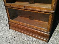 Antique Globe Wernicke Tiger Oak 4 Stack Barrister Bookcase 1915s Era