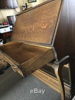 Antique Globe Wernicke Tiger Oak Stack Bookcase Desk Combo / Lots Of Tiger