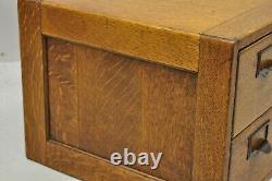 Antique Golden Mission Tiger Oak Wood 4 Drawer File Card Catalog Cabinet