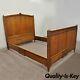 Antique Golden Tiger Oak Victorian Bed Frame Full Size High Back French Country