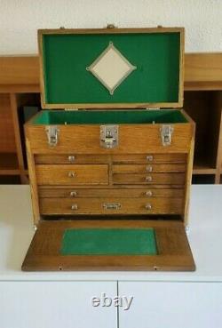 Antique H Gerstner & Sons 7 Drawer B244 Tiger Oak Machinist Tool Jewelry Chest