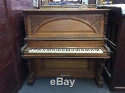 Antique Hamilton Upright Cabinet Grand Digital Piano Conversion Tiger Oak