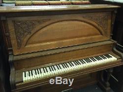 Antique Hamilton Upright Cabinet Grand Digital Piano Conversion Tiger Oak