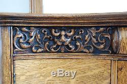 Antique Hand Carved Furniture Victorian Tiger Quartersawn Oak Sideboard Server