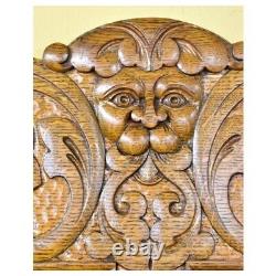 Antique Hand Carved Oak Sideboard, North Wind Face, Quartersawn Tiger Oak Server