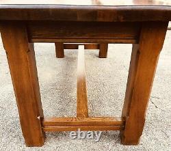 Antique Heavy Tiger Oak English Harvest Farmhouse Country Ranch Dining Table