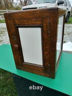 Antique Ice Box Refrigerator HumidorTiger Oak Wood