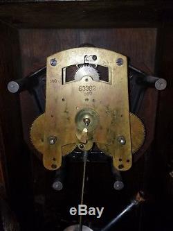 Antique International Time Recording Comp. Clock of New York Tiger Oak Case