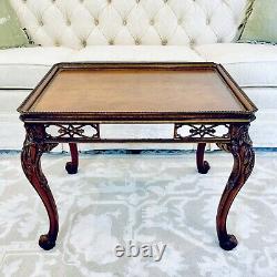 Antique Italian Tiger Oak Burl Top Mirrored Inlaid Frieze Coffee Side Table