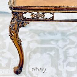 Antique Italian Tiger Oak Burl Top Mirrored Inlaid Frieze Coffee Side Table