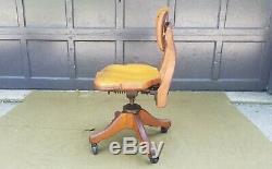 Antique JOHNSON CHAIR CO Chicago Tiger Oak Swivel Office Desk Doctor's Chair