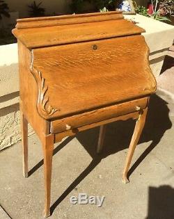 Antique Lammert Tiger Oak Slant Front Writing Desk / Secretary / Lovely