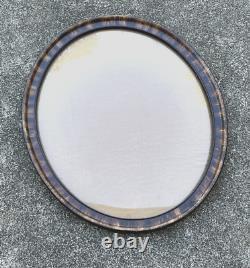 Antique Large Faux Tiger Oak Oval Convex Bubble Glass Frame 18 X 15 In Look Wow