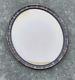 Antique Large Faux Tiger Oak Oval Convex Bubble Glass Frame 18 X 15 In Look Wow
