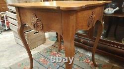 Antique Large Tiger Oak Side Table / Lamp Table Excellent