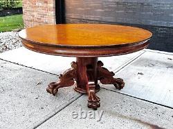 Antique Late 19th Century Tiger Wood Dining Table Claw Feet