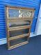 Antique Lawyers Stacking Wood/glass Bookcase Tiger Oak Leaded Glass