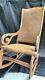 Antique Lincoln Tiger Oak Arm Rests Cane Rocking Chair With Sturdy Seat 1875