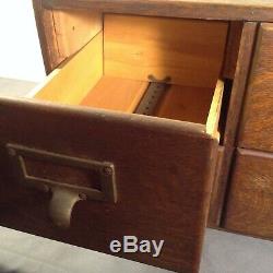 Antique Macey 4 Drawer Index Card Lawyer Library File Tiger Oak Wood Cabinet 4x6