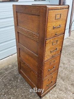 Antique Macey 4 Drawer Oak File Cabinet Arts & Crafts Mission Tiger Furniture
