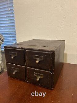 Antique Macey Index Card Drawer Filing Dovetail Cabinet Tiger Oak Modular