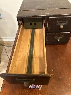 Antique Macey Index Card Drawer Filing Dovetail Cabinet Tiger Oak Modular