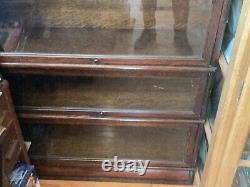 Antique Macey Stackable Lawyers 4 Bookcases with Base and Top Tiger Oak Wood